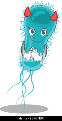 Bactéries Escherichia coli vêtues comme style de dessin de personnage de dessin animé diable Illustration de Vecteur