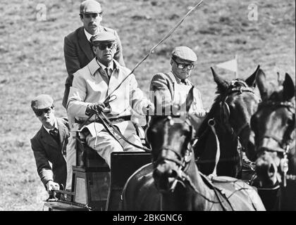 Prince Philip en compétition à cheval et en calèche à Stanmer Park années 1980 Banque D'Images