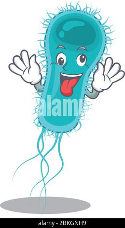 Un dessin animé de bactéries escherichia coli ayant un visage fou Illustration de Vecteur