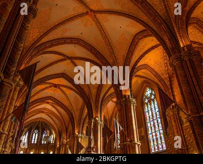 Eglise Matthias - intérieur, Budapest, Hongrie centrale, Hongrie Banque D'Images