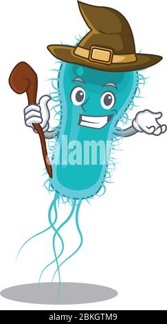 Bactéries Escherichia coli caractère de caricature des sorcières sournois et délicat Illustration de Vecteur
