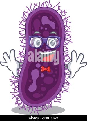 Style mascotte de la bactérie geek lactobacillus rhamnosus avec lunettes Illustration de Vecteur