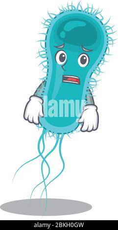 Style de dessin animé de bactéries d'escherichia coli montrant le visage inquiet Illustration de Vecteur