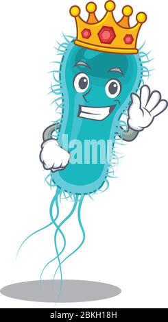 Un roi sage de la mascotte de bactéries d'escherichia coli design style Illustration de Vecteur