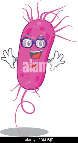 Style mascotte de la bactérie du gomoa geek avec lunettes Illustration de Vecteur