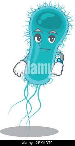 Motif mascotte de bactéries escherichia coli montrant un geste d'attente Illustration de Vecteur
