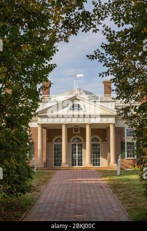 États-Unis, Virginie, Monticello, la maison de Thomas Jefferson, classée au patrimoine mondial par l'UNESCO Banque D'Images