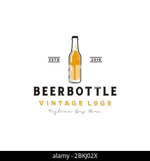 Logo bouteille de bière rétro simple. Illustration de Vecteur