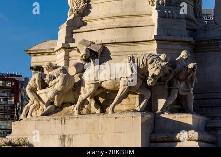 Portugal, Lisbonne, au nord de la ville, détail de la statue du marquis de Pombal Banque D'Images