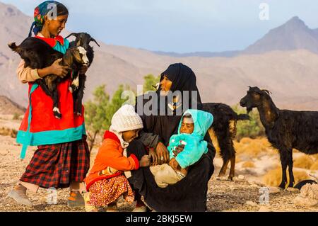 Algérie, Tamanrasset, Hoggar Sahara, massif du Tefedest noir, camp nomade du clan Ajaj Banque D'Images