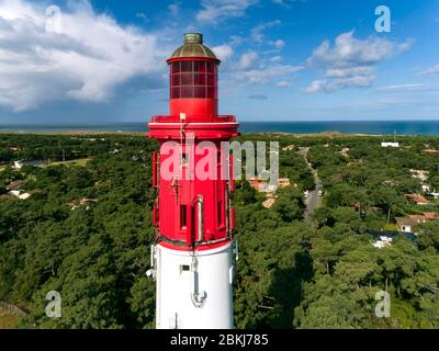 France, Gironde, bassin d'Arcachon, Lège-Cap-Ferret, le phare (vue aérienne) Banque D'Images