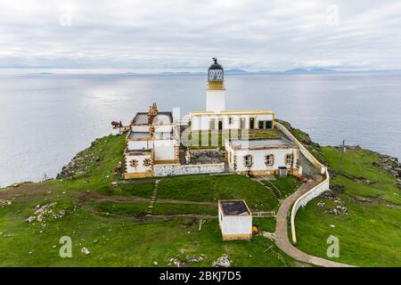 Royaume-Uni, Écosse, Highlands, Hebrides, Ile de Skye, Neist point Lighthouse (vue arial) Banque D'Images