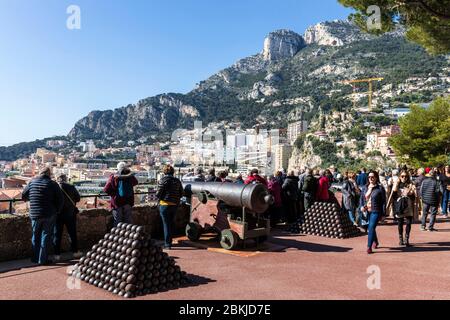 Principauté de Monaco, Monaco, vue panoramique de Fontvieille depuis les remparts de la place du Palais Princier Banque D'Images