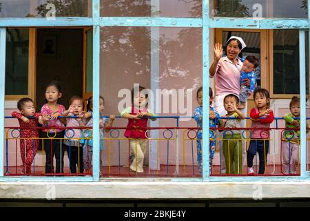 Corée du Nord, Wonsan, jardins d'enfants dans une coopérative agricole Banque D'Images