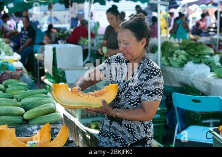 France, Guyane, Saint-Laurent du Maroni, marché de Hmong Banque D'Images