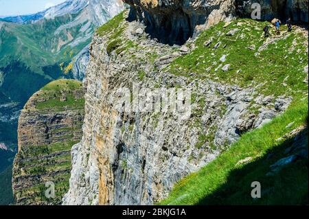 Espagne, Aragon, comarque de Sobrarbe, province de Huesca, Parc National d'Ordesa et Monte Perdido, classé au patrimoine mondial par l'UNESCO, Faja de las Flores ou Fleur Ledge Banque D'Images