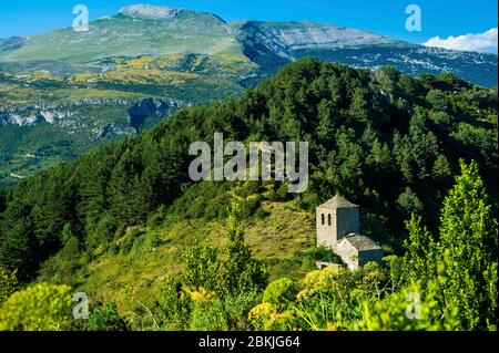 Espagne, Aragon, comarque de Sobrarbe, province de Huesca, Tella-sin, Virgen de Fajanilles ermitage Banque D'Images