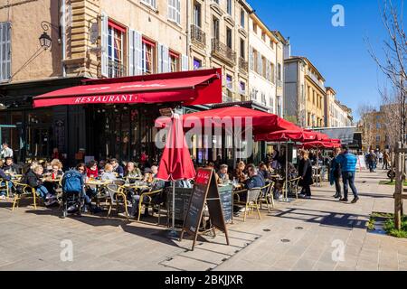 France, Bouches-du-Rhône (13), Aix-en-Provence, cours Mirabeau, café le Grillon Banque D'Images