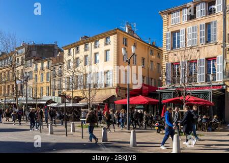 France, Bouches-du-Rhône (13), Aix-en-Provence, cours Mirabeau, café le Grillon Banque D'Images