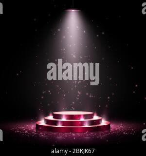Podium avec éclairage. Scène avec cérémonie de remise de prix sur fond sombre. Illustration vectorielle. Illustration de Vecteur