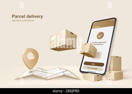Livraison de colis. Concept pour un service de livraison rapide, illustration vectorielle Illustration de Vecteur