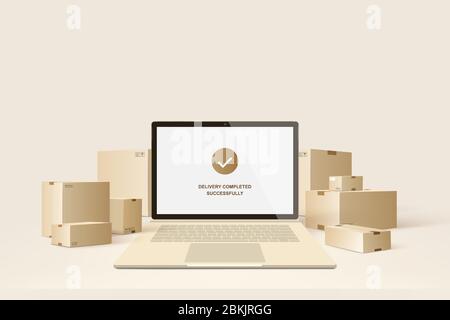 Livraison de colis. Concept pour un service de livraison rapide, illustration vectorielle Illustration de Vecteur