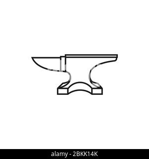 Line Art Blacksmith Iron Anvil Foundry vintage logo rétro Illustration de Vecteur