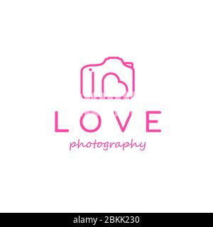 Symbole appareil photo et coeur pour le logo de la photographie d'amour Illustration de Vecteur