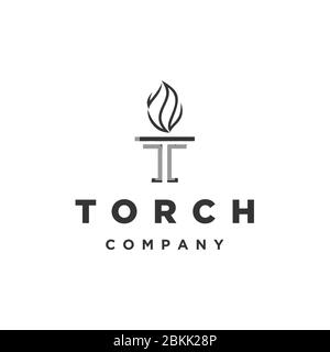 Lettre T initiale pour logo torche Illustration de Vecteur