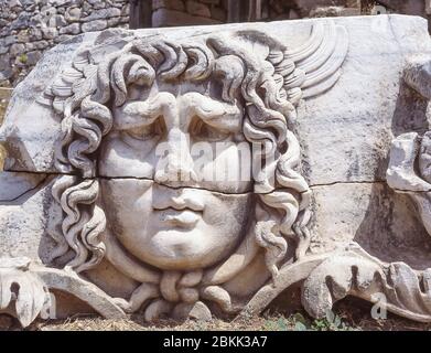 Ancien visage de Méduse, Didyma, province d'Aydin, République de Türkiye Banque D'Images