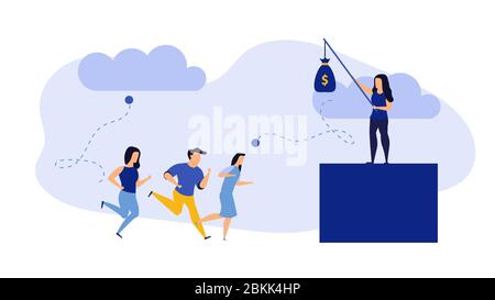 Employé donnant le bonus dollar de concept commercial illustration scénario dessin animé. Argent sport travailleur gagnant argent design. Salaire de prestations cadeau de la société de travail. A Illustration de Vecteur