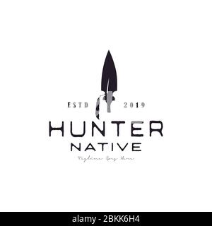 Vintage Retro Arrowhead Spear chasse Hipster logo Design Illustration de Vecteur