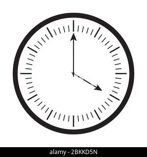 Icône horloge murale ronde analogique. Icône d'horloge murale analogique noir et blanc indiquant l'heure 16:00 isolée sur fond blanc. Vecteur EPS Illustration de Vecteur