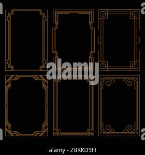 Ensemble de luxe Golden Frame. Cadre de luxe avec couleur dorée, concept ornement, badges luxueux, étiquette or, Retro concept. Orname Royal vintage tendance Illustration de Vecteur