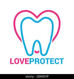 Les dents dentaires aiment le logo coeur - joli emblème d'affaires, logo. Design vectoriel moderne. Charmant logo de soins dentaires avec les dents et le coeur d'amour icône dans le m tendance Illustration de Vecteur