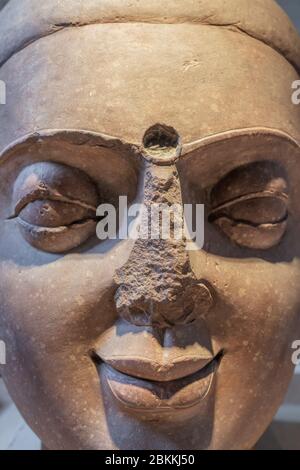 Chef de Bouddha, sculpture du premier siècle, Musée, Mathura, Uttar Pradesh, Inde Banque D'Images