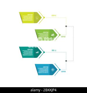 Modèle de conception infographie concept créatif en 4 étapes. modèle d'infographie chronologique en 4 étapes avec image vectorielle Illustration de Vecteur