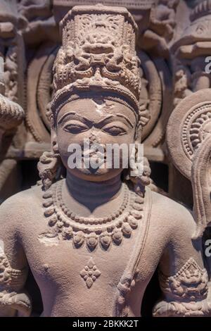 Vishnu en méditation, sculpture du IXe siècle, Musée, Mathura, Uttar Pradesh, Inde Banque D'Images