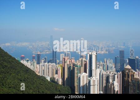 Highrise Towers gratte-ciel Central Hong Kong Island vue de The Peak, Victoria Peak, Mid-Levels, Hong Kong Banque D'Images