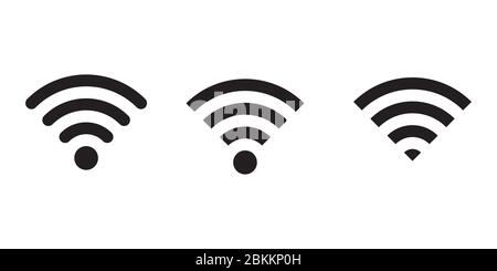 Icône WiFi. Ensemble de trois pictogrammes de signal internet wifi isolés sur un fond blanc. Vecteur EPS Illustration de Vecteur