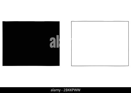 Cartes d'état WY Wyoming. Silhouette et contour noirs isolés sur un fond blanc. Vecteur EPS Illustration de Vecteur