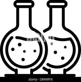 Flacons avec icône liquide, style contour Illustration de Vecteur