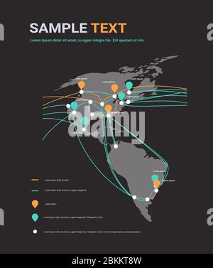 connexions de câble de réseau mondial et système de transfert d'information carte du monde technologie connexion internet télécommunications concept infographie vertical copie espace illustration vectorielle Illustration de Vecteur