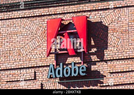 20 septembre 2019 San Francisco / CA / USA - Close up of Adobe signe à leur siège à San Francisco Banque D'Images