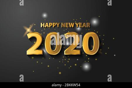 Bonne année 2020 avec Golden Color. Nouvelle année Shining et étincelant avec la couleur or. Illustration de gradient en style coloré. - vecteur Illustration de Vecteur