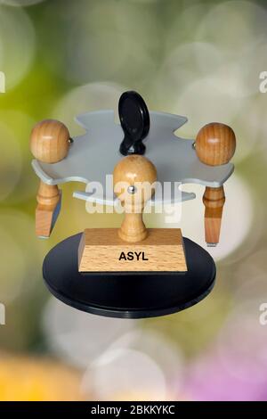 Stempel mit der Aufschrift: Asyl Banque D'Images