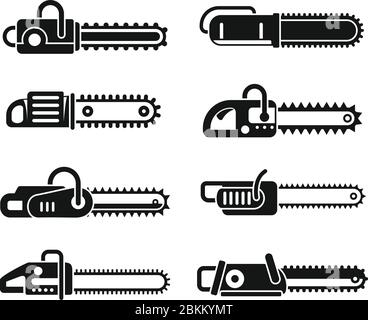 Jeu d'icônes de lame de tronçonneuse. Jeu simple d'icônes vectorielles de lame de tronçonneuse pour la conception de bandes sur fond blanc Illustration de Vecteur