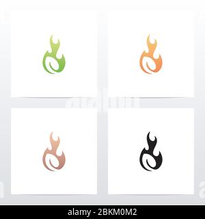 Logo Leaf On Fire Illustration de Vecteur