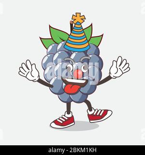 Une illustration de la mascotte de caricature des fruits de Dewberry comme drôle de clown Illustration de Vecteur
