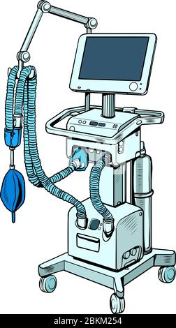 ventilateur médical, traitement des maladies pulmonaires, coma Illustration de Vecteur